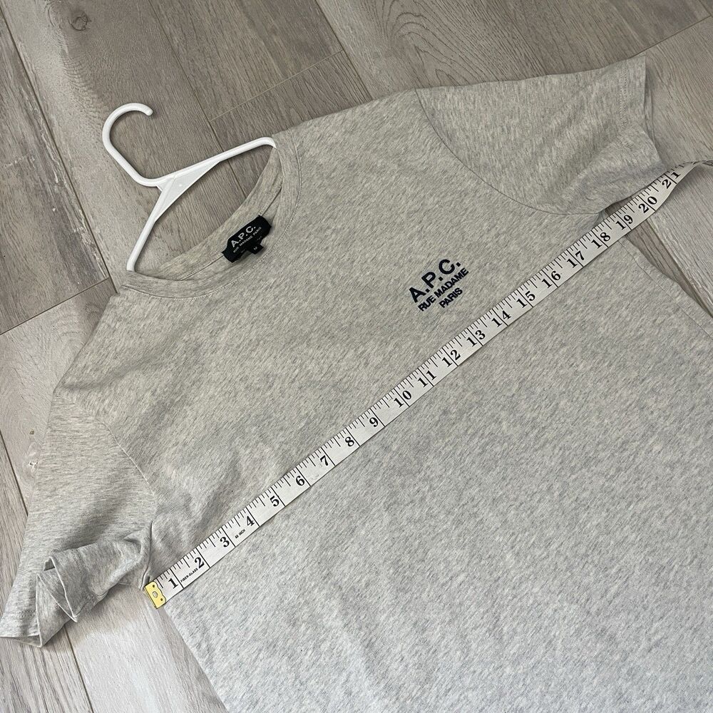 A.P.C. Embroidered Tshirt crewneck short sleeve logo mens Gray (medium) classic - Picture 6 of 6